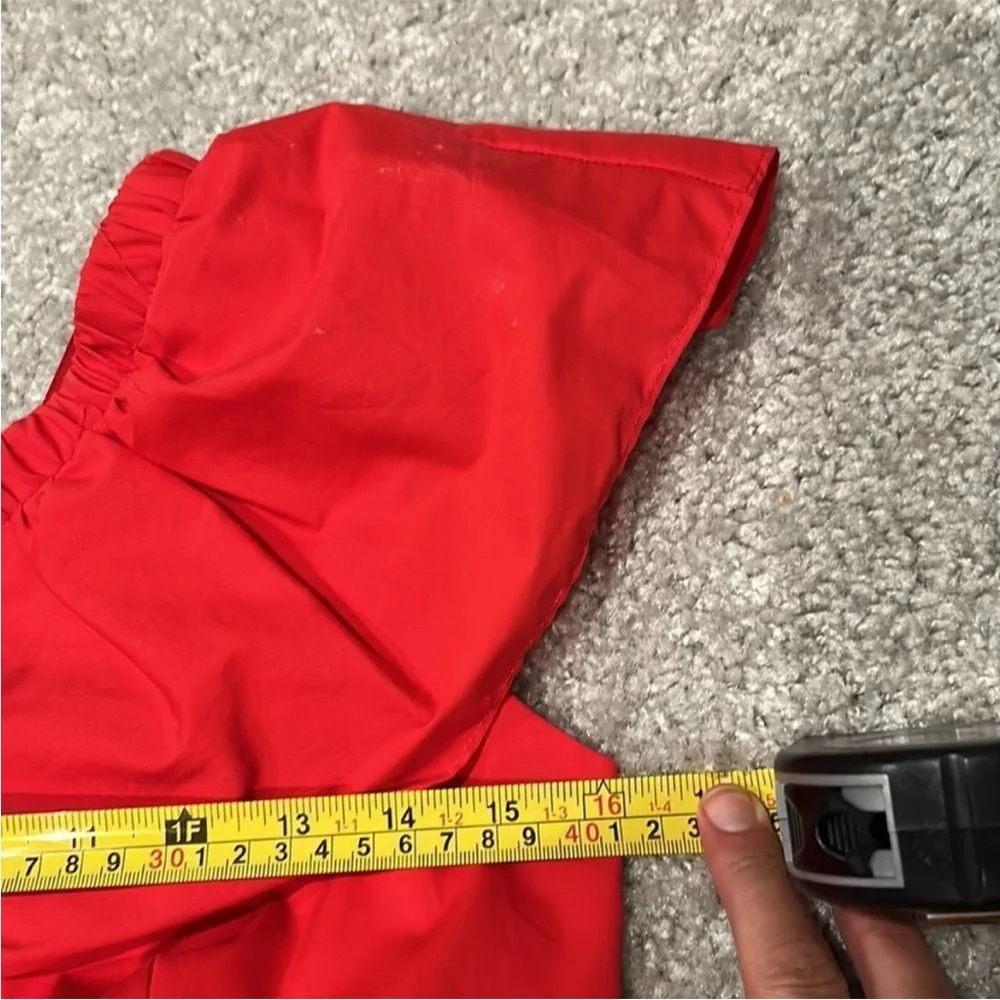 New Milly Tara Red Valentines Day Dress Solid One Shoulder Size 6 NWT - Picture 5 of 10